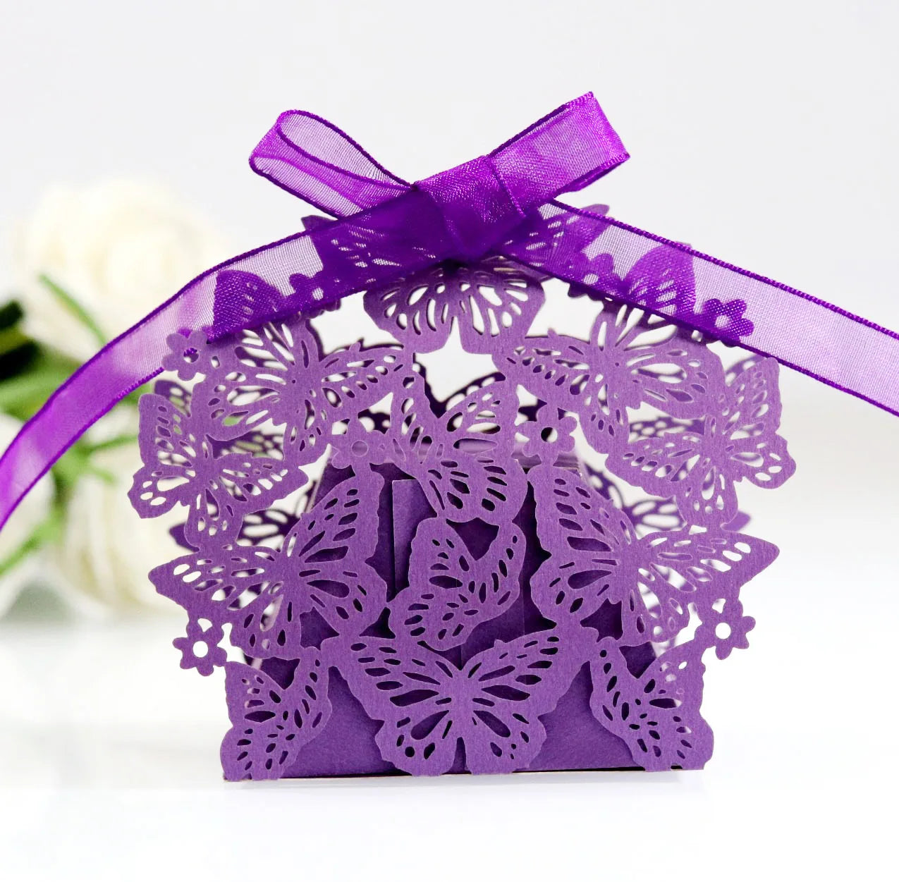 Butterfly Carriage Favor Gift Candy Box  Laser Cut With Ribbon.