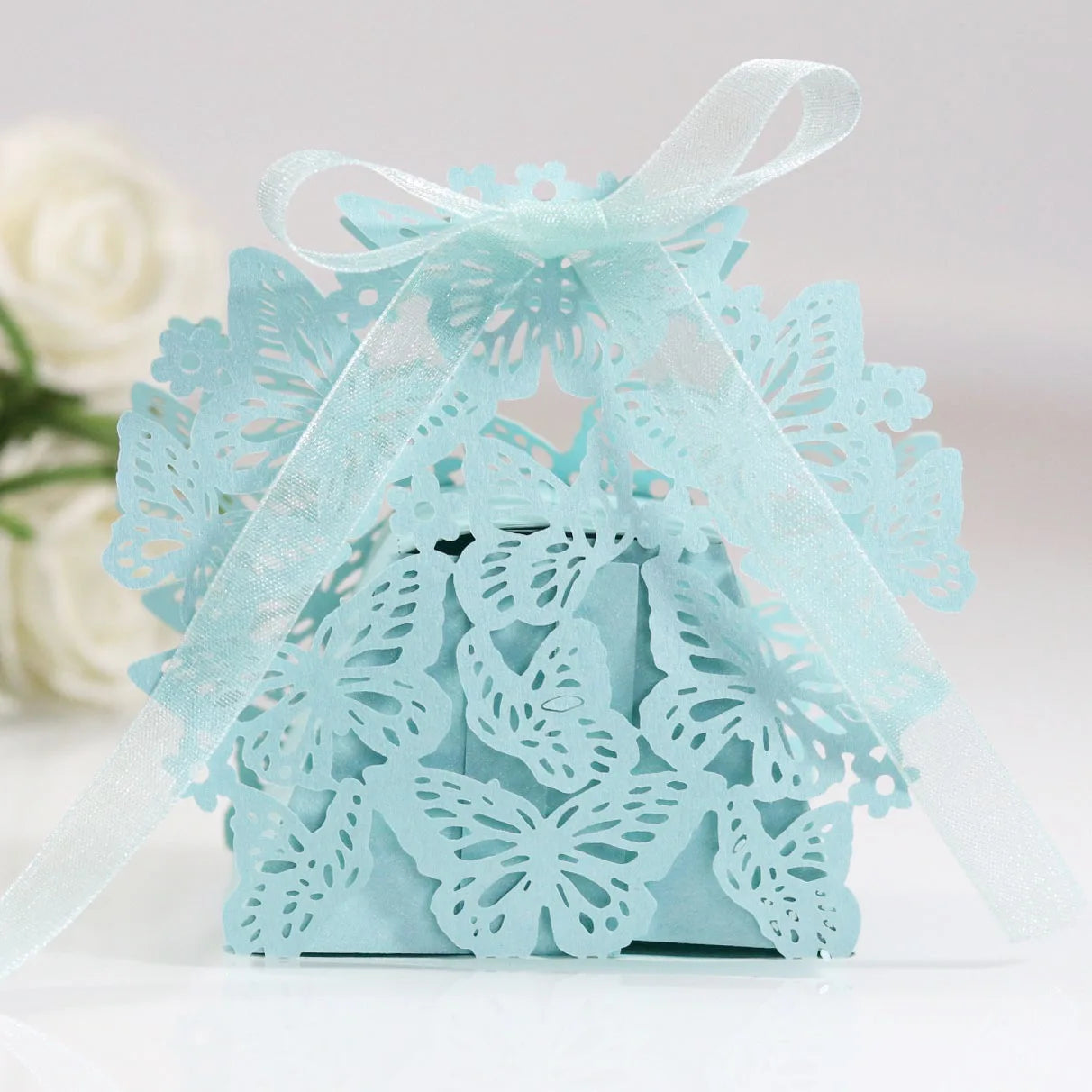 Butterfly Carriage Favor Gift Candy Box  Laser Cut With Ribbon.