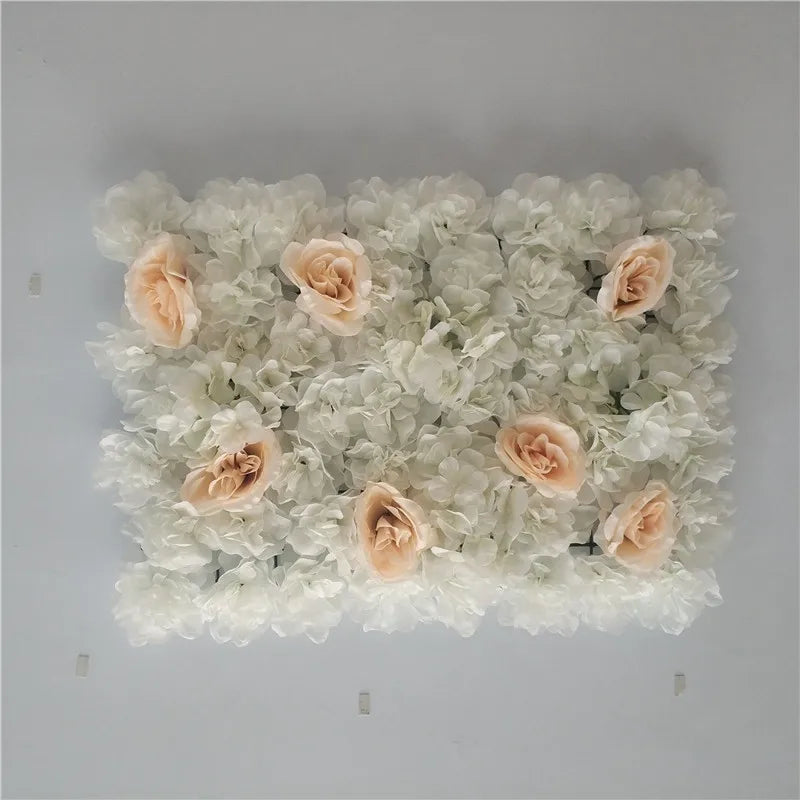Decoración de fondo de pared con flores artificiales de rosas de seda rosa