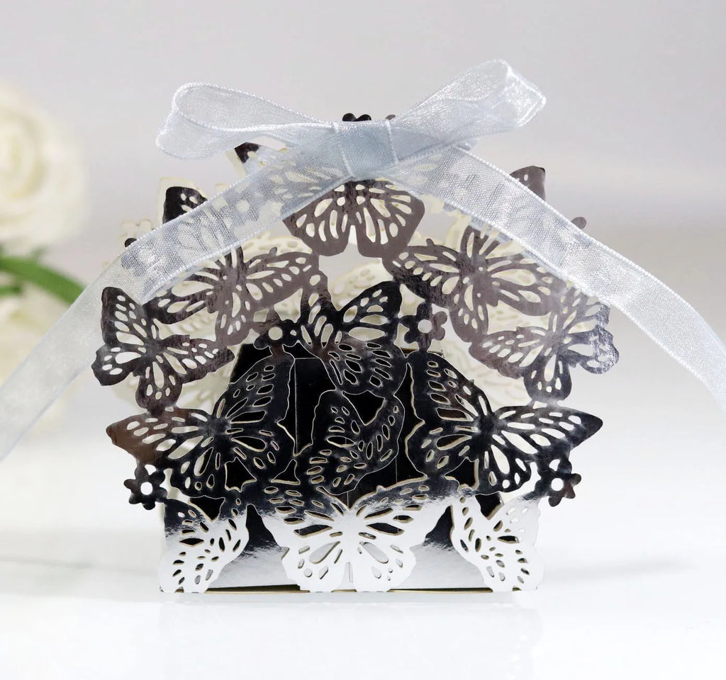 Butterfly Carriage Favor Gift Candy Box  Laser Cut With Ribbon.