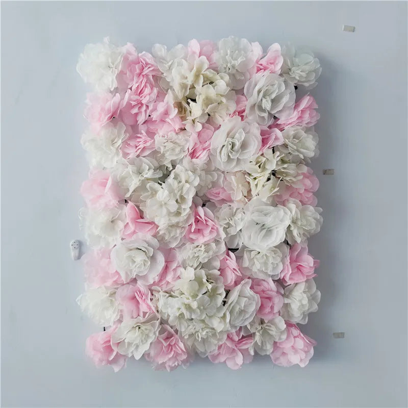 Decoración de fondo de pared con flores artificiales de rosas de seda rosa