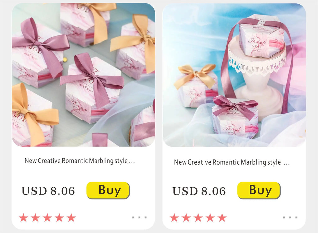 New Creative Mini Grey Marble Gift Bag Box for Party Baby Shower