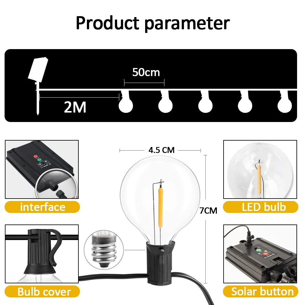 Christmas Lights Outdoor Patio Lights Solar & USB Powered Waterproof.