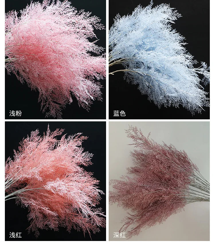 Fiore artificiale di pino, erba di brina, materiale per fiori da matrimonio, 105 cm