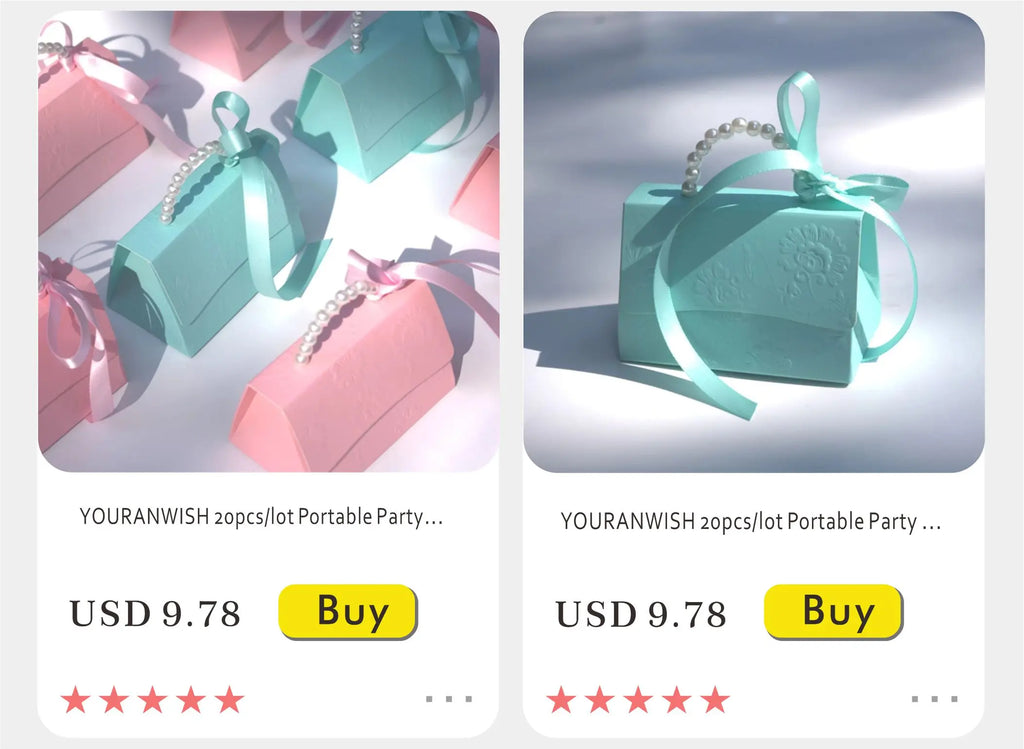 New Creative Mini Grey Marble Gift Bag Box for Party Baby Shower