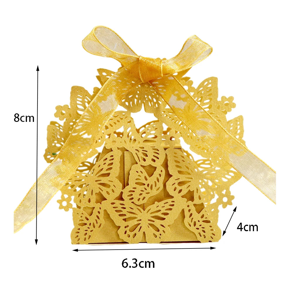 Butterfly Carriage Favor Gift Candy Box  Laser Cut With Ribbon.