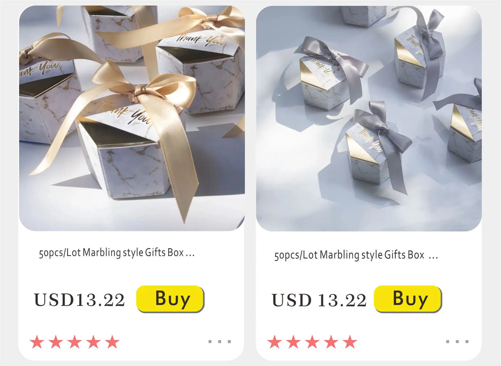 New Creative Mini Grey Marble Gift Bag Box for Party Baby Shower