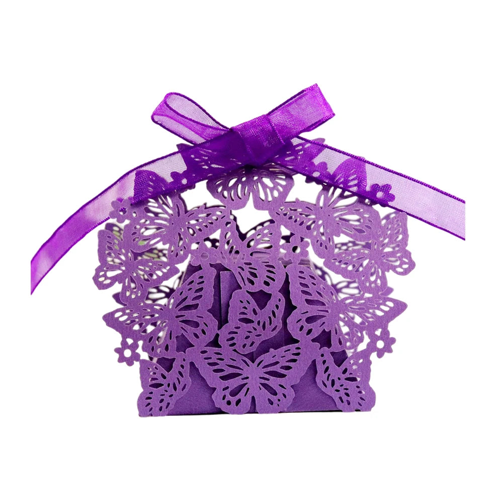 Butterfly Carriage Favor Gift Candy Box  Laser Cut With Ribbon.