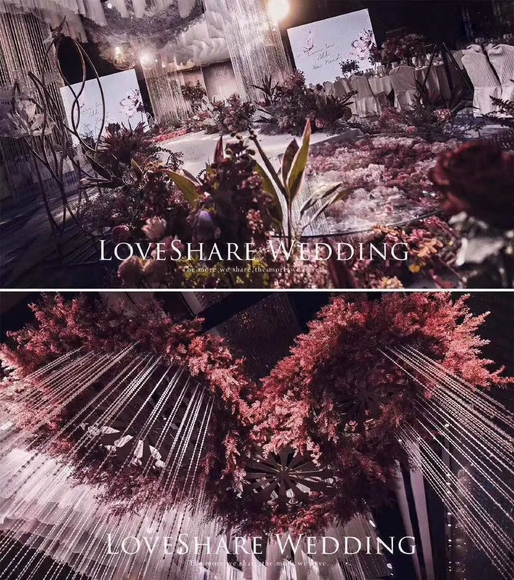 Fiore artificiale di pino, erba di brina, materiale per fiori da matrimonio, 105 cm