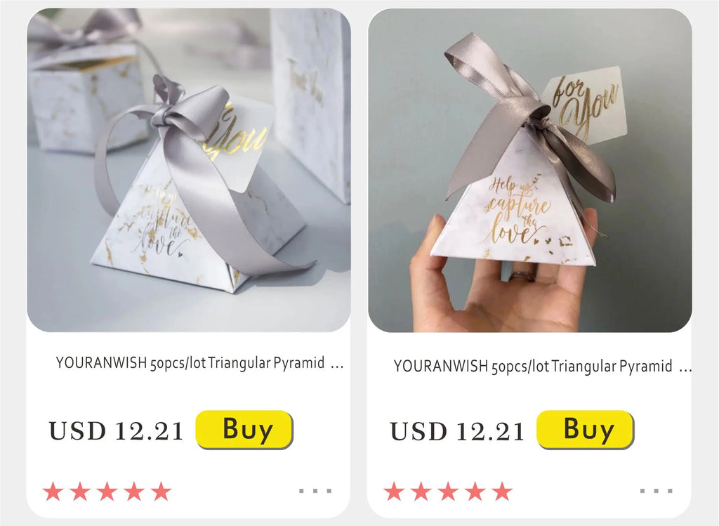 New Creative Mini Grey Marble Gift Bag Box for Party Baby Shower