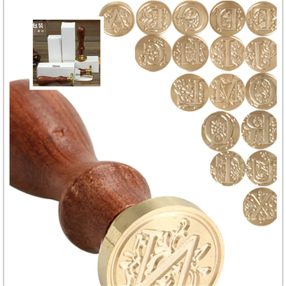 Timbro di ceralacca antico classico 26 lettere iniziali dell'alfabeto AZ