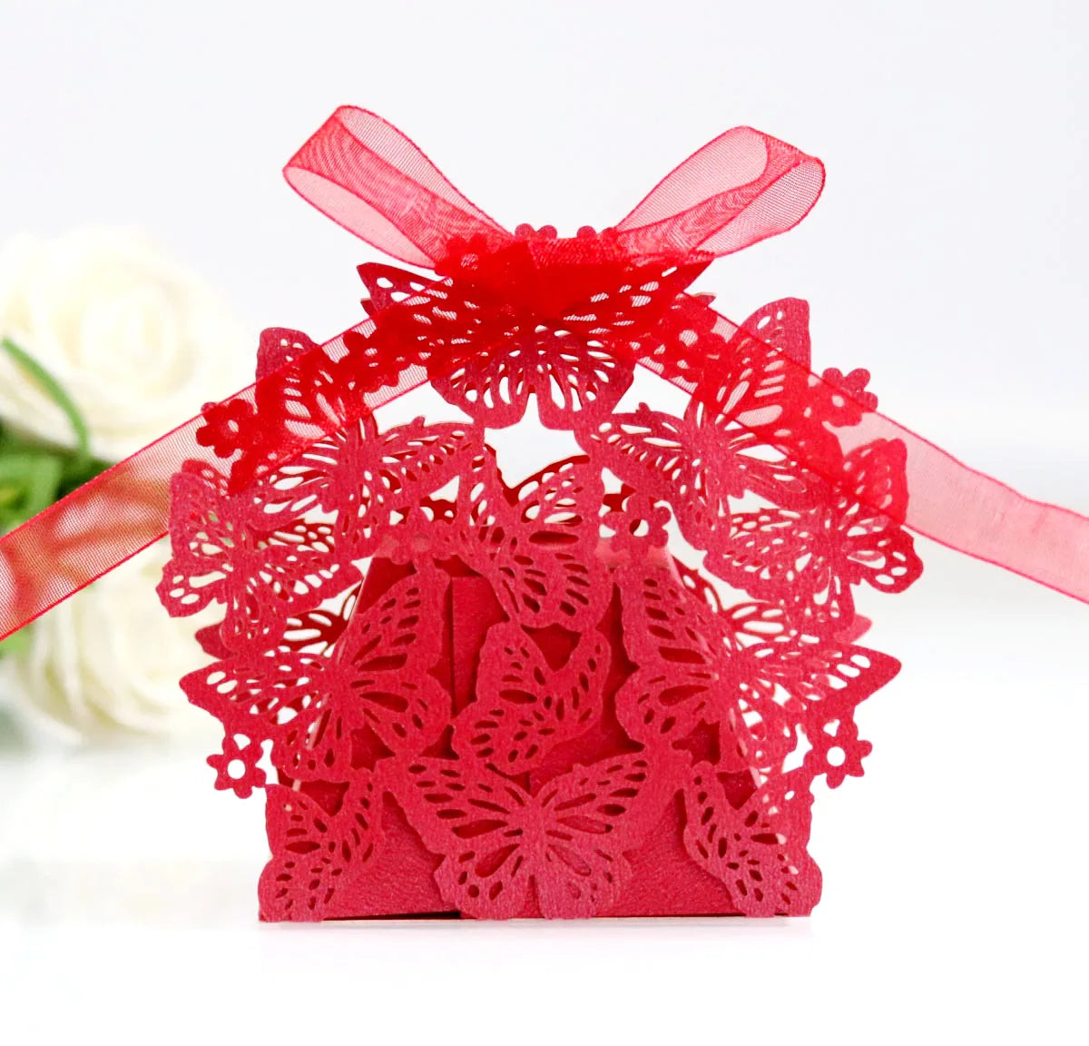 Butterfly Carriage Favor Gift Candy Box  Laser Cut With Ribbon.