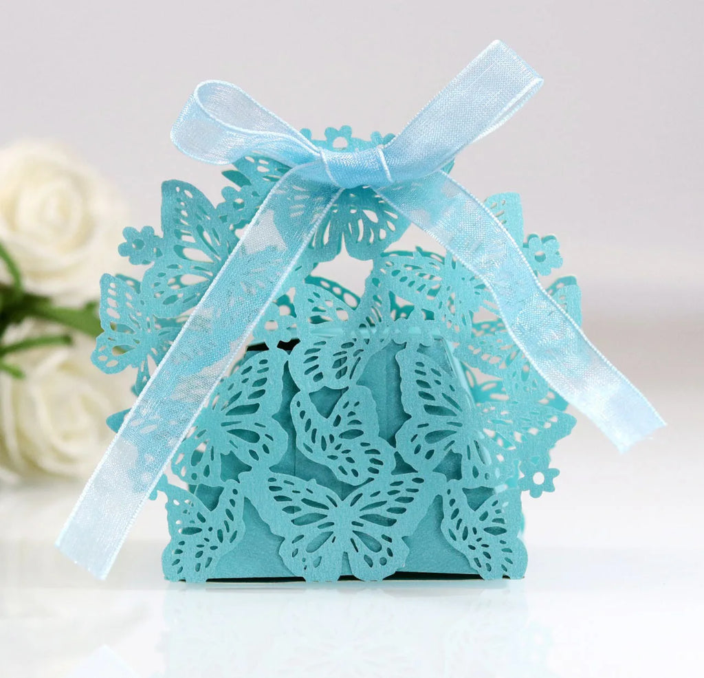 Butterfly Carriage Favor Gift Candy Box  Laser Cut With Ribbon.