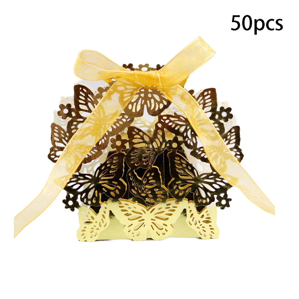 Butterfly Carriage Favor Gift Candy Box  Laser Cut With Ribbon.