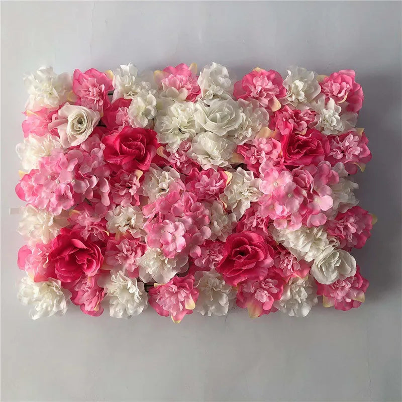 Decoración de fondo de pared con flores artificiales de rosas de seda rosa