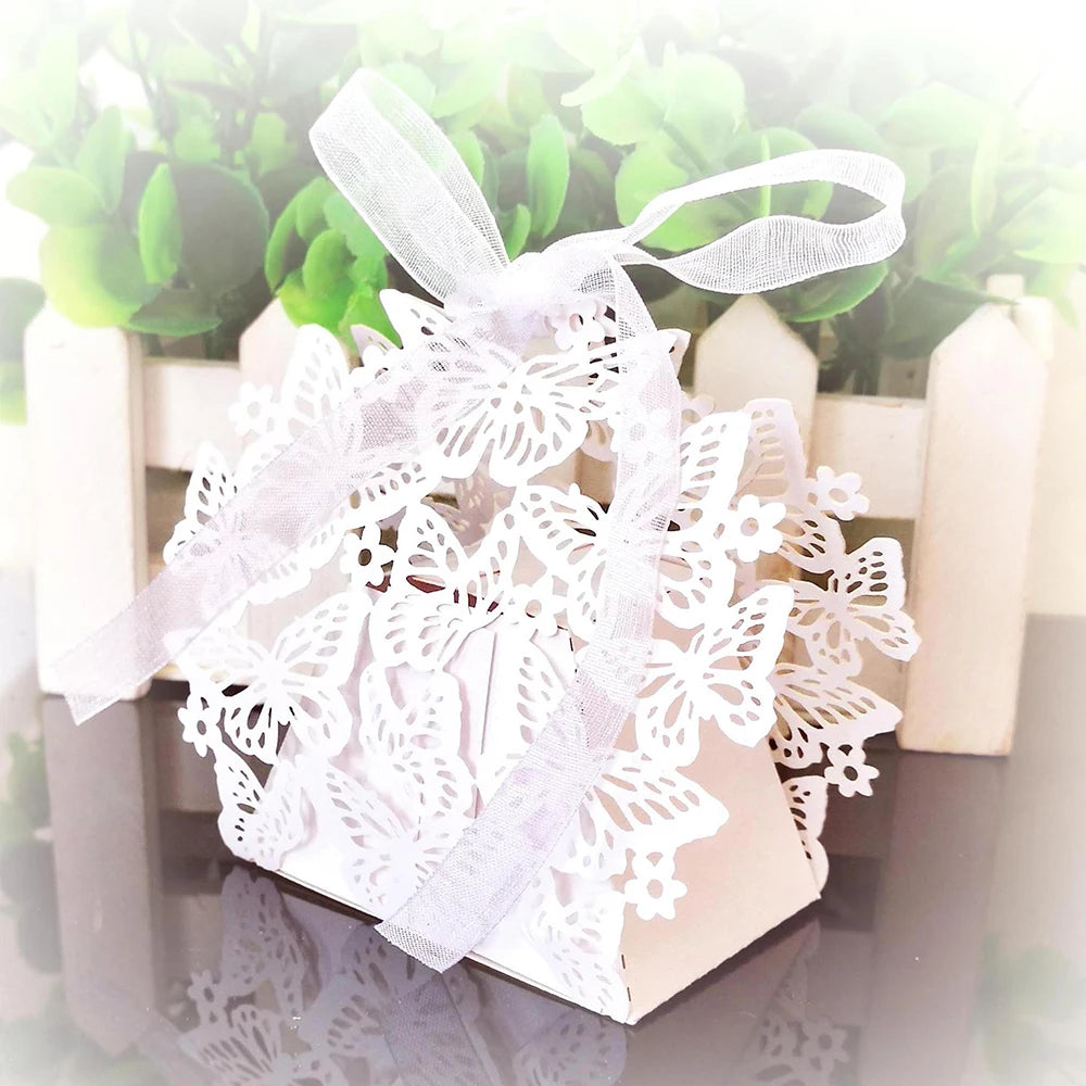 Butterfly Carriage Favor Gift Candy Box  Laser Cut With Ribbon.