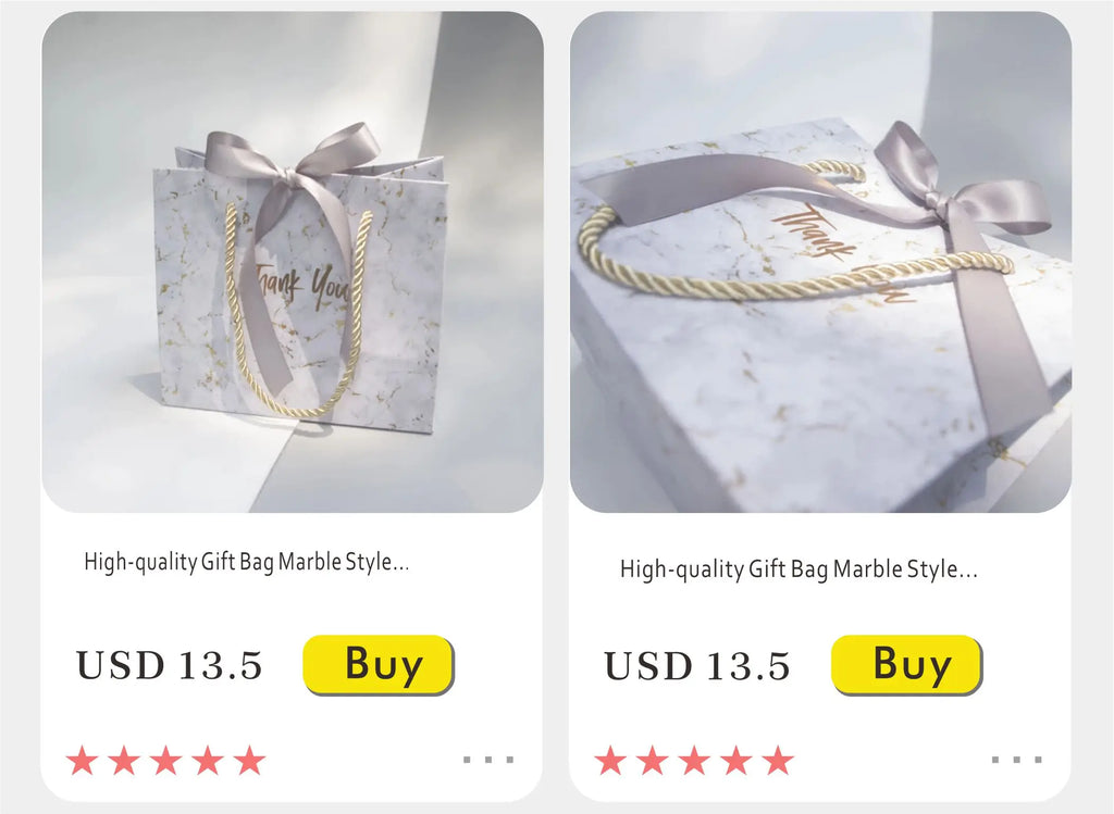 New Creative Mini Grey Marble Gift Bag Box for Party Baby Shower