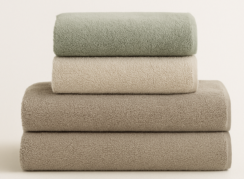 Set 6+6 Asciugamani Tinta Unita Cotone Idrofilo