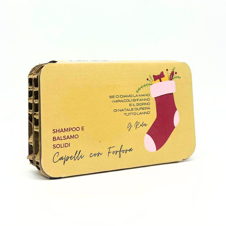 CONFEZIONE NATALIZIA SHAMPOO SOLIDO CAPELLI CON FORFORA INCENSO + BALSAMO SOLIDO CAPELLI GRASSI O CON FORFORA YOGURT E CREMA DI RISO