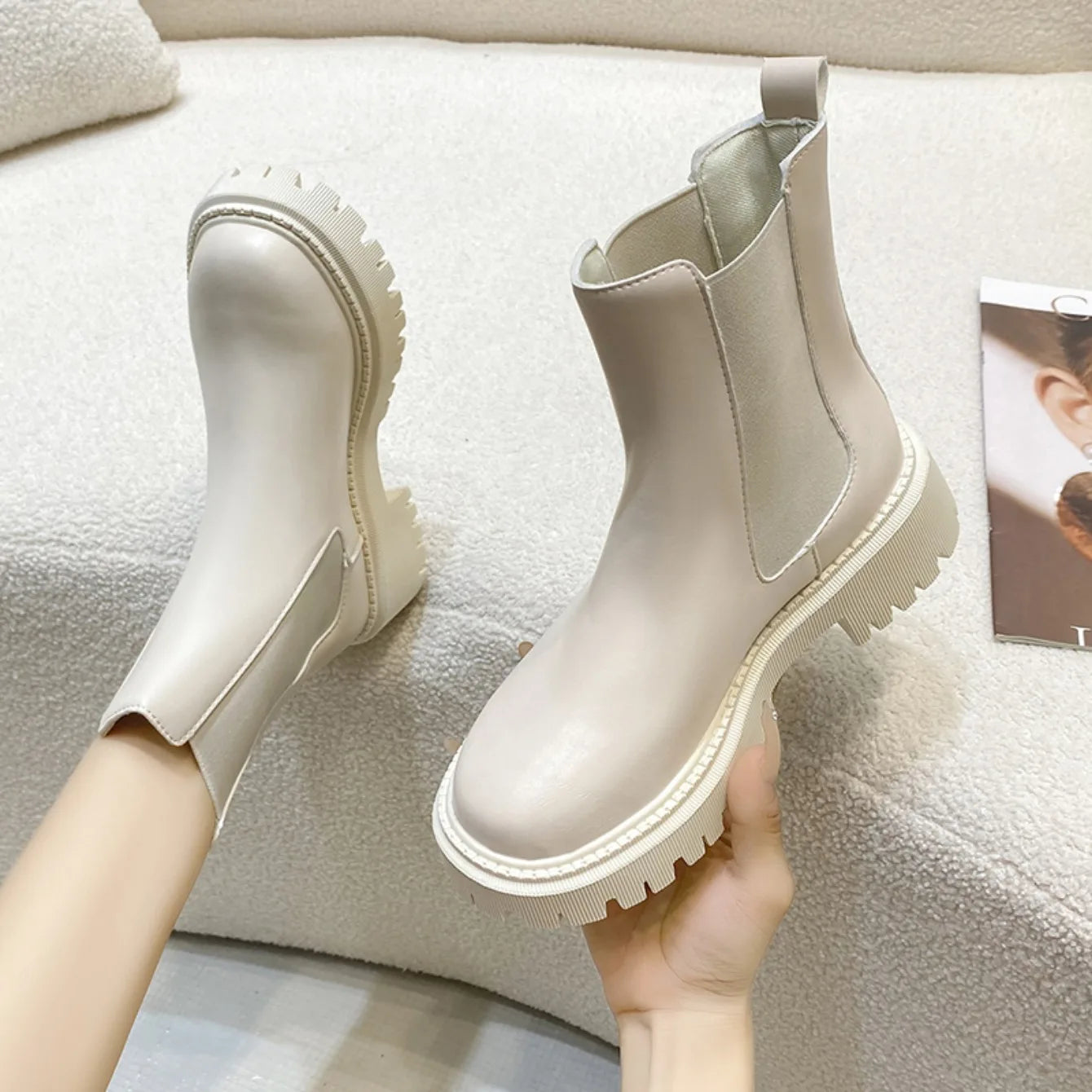 Zapatos cómodos de invierno para mujer con suela gruesa