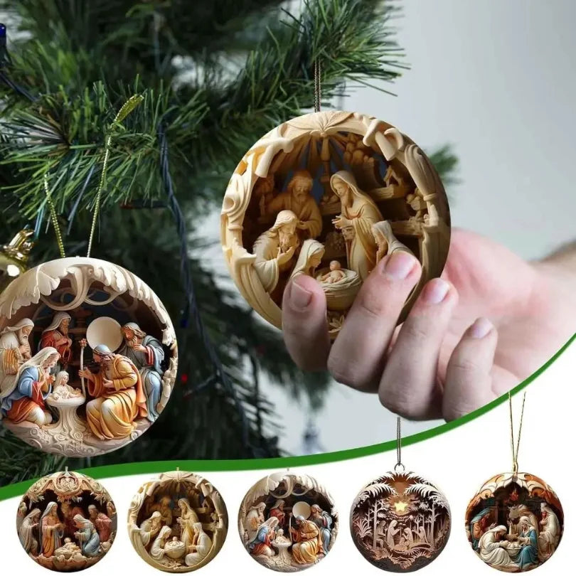 Weihnachtsanhänger, 3D-bemalte Krippenfigur, Weihnachtsbaumschmuck