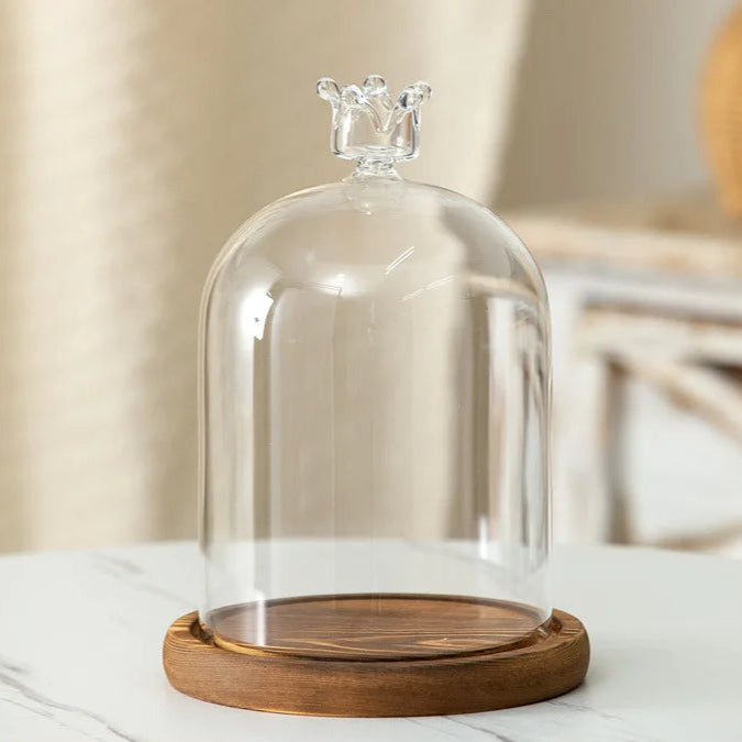 Kerzenhalter Glasdeckel Holzsockel Aromatherapie