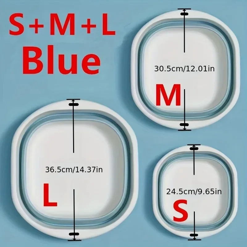 Wash Basin Laundry Baskets 3 Pack Collapsible Tub Space Saving.