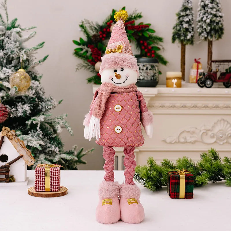 Christmas Decoration Pink Telescopic Doll Santa Claus Snowman Elk.