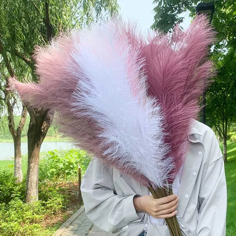 Hierba de la pampa artificial, flores secas de caña, 5 unidades, 100 cm