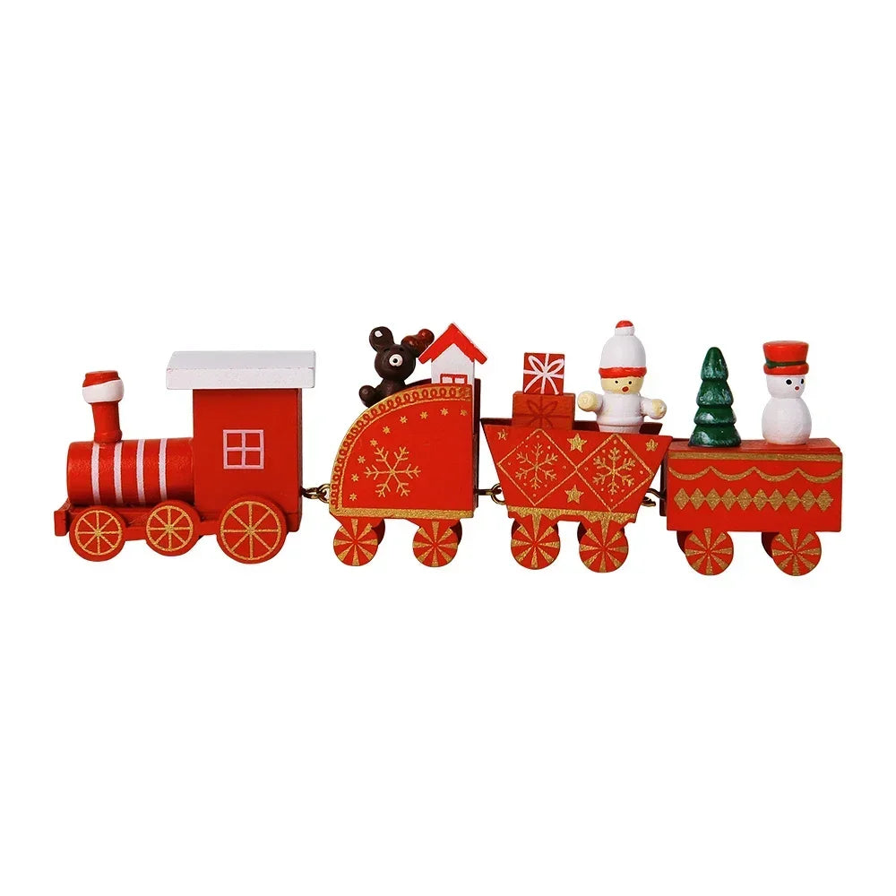 Adornos navideños de tren de madera, decoración para tarta de Papá Noel