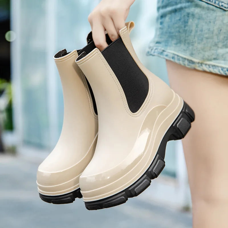 2025 Nuevos zapatos de lluvia de goma para exteriores, antideslizantes, impermeables, para jardín