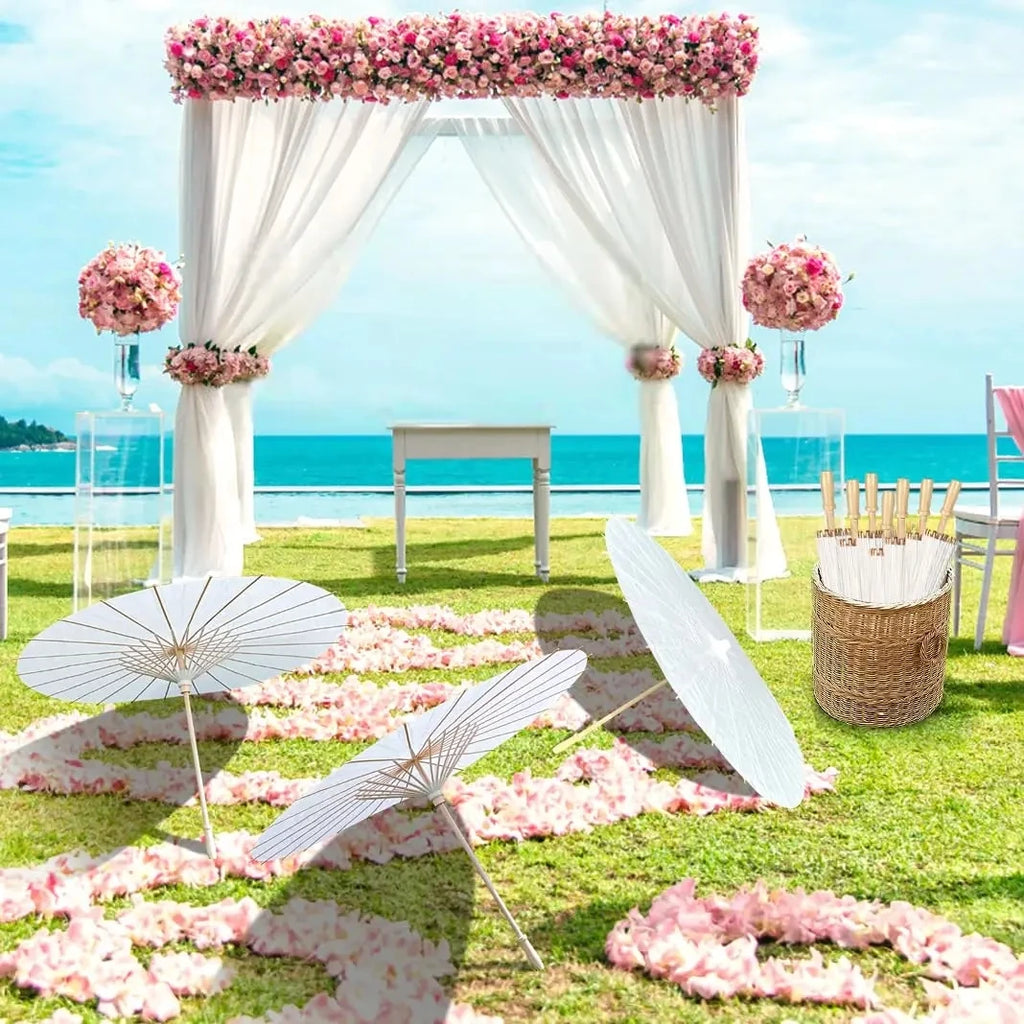 Paper Umbrella - 30-50PCS 80cm White Parasol for Wedding Decor.