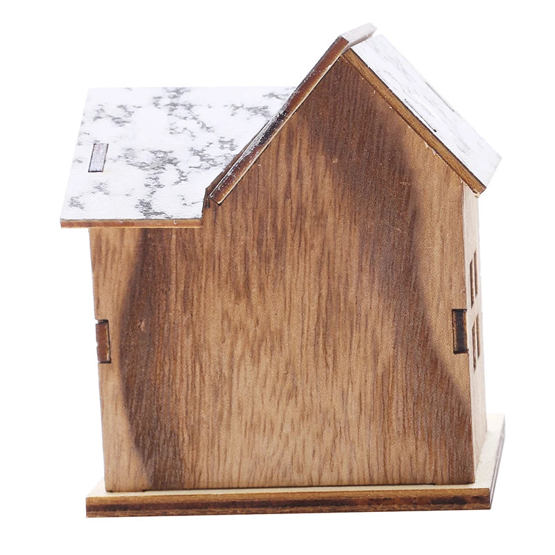 Luci di Natale a LED, casetta luminosa in legno, decorazioni natalizie.