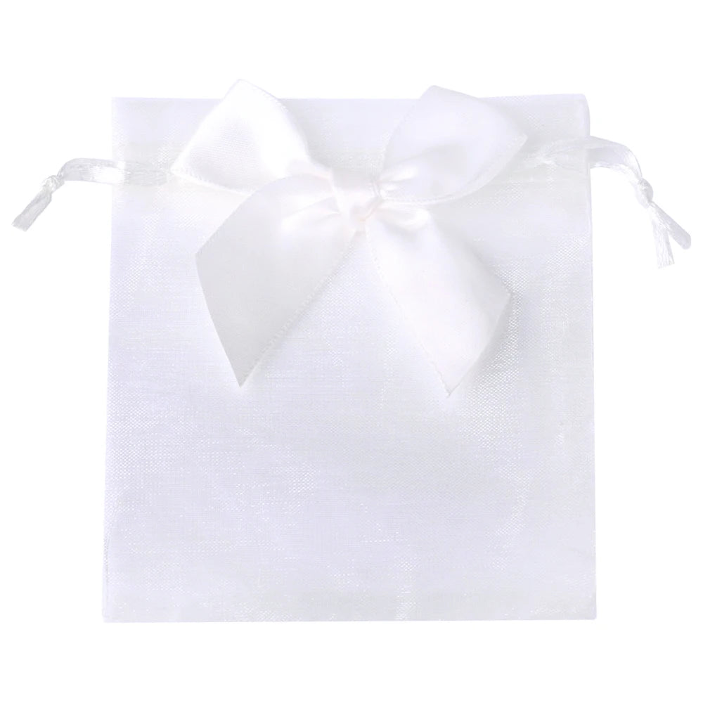 Sacchetto regalo in organza con coulisse e fiocco.