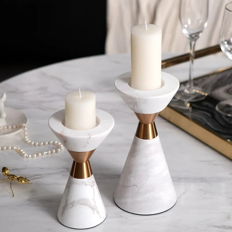 White Natural Marble Candlestick Scandinavian Volakos