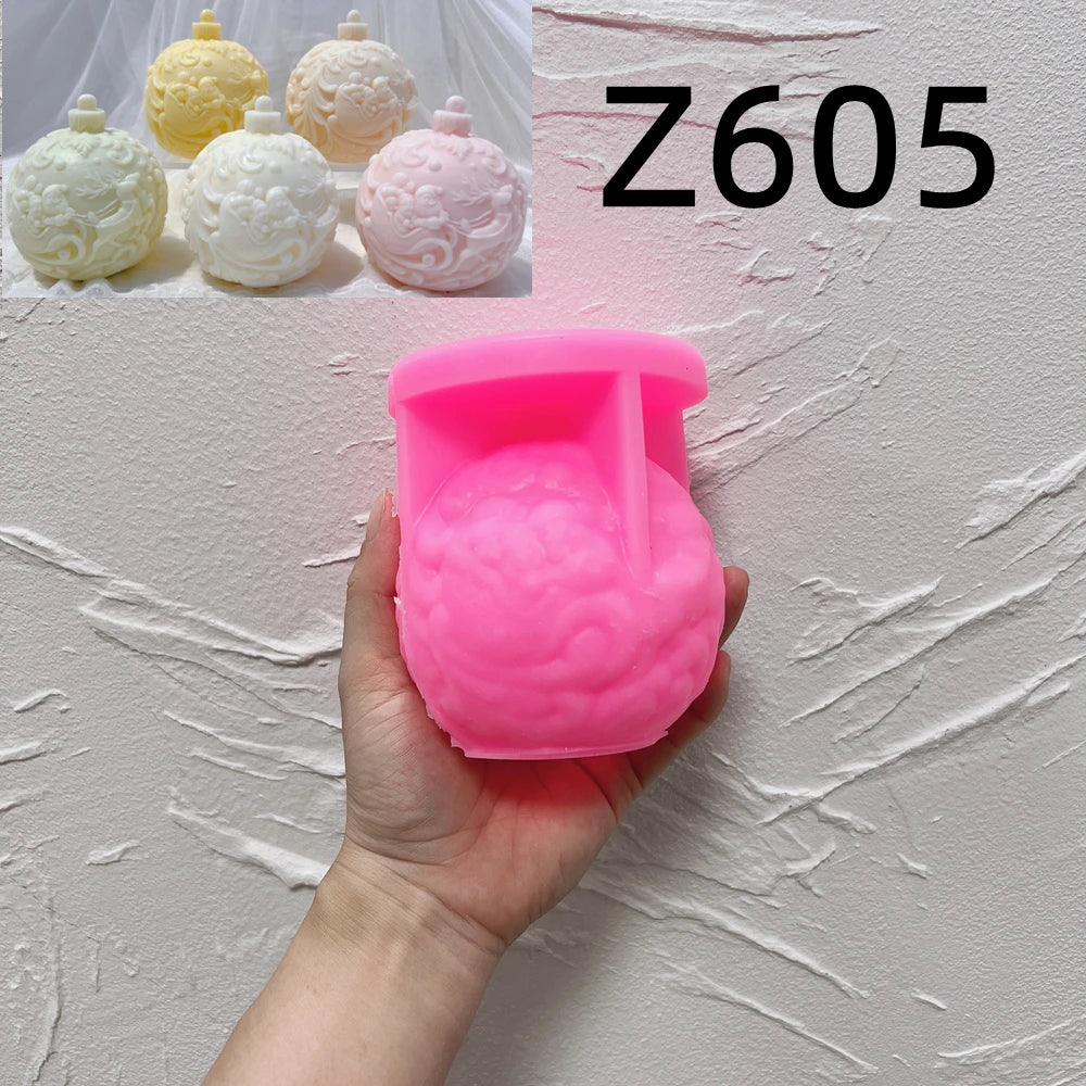 Kugelförmige Silikon-Kerzenform, 5 Designs, Weihnachten