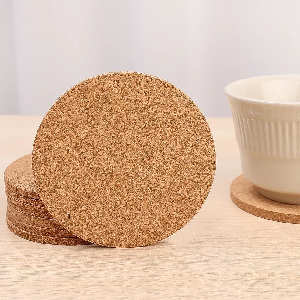 Non-Slip Cork Coaster Natural Round Wooden Cup Mat Pads