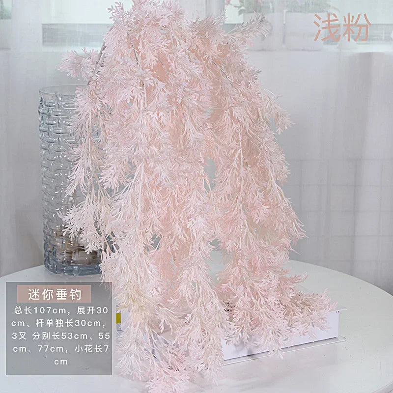 Fiore artificiale di pino, erba di brina, materiale per fiori da matrimonio, 105 cm