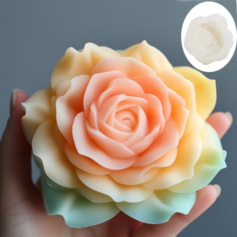 Large Peony Flower Candle Silicone Mold 3D