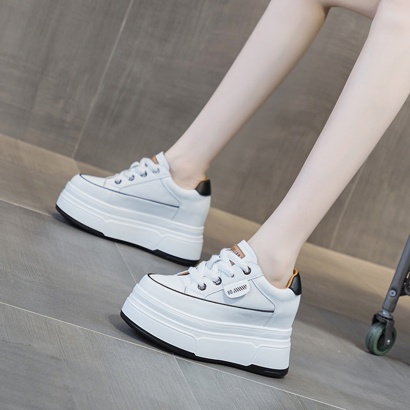 Zapatillas de plataforma Fujin para mujer de piel auténtica