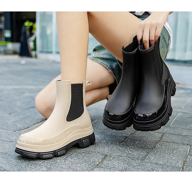 2025 Nuevos zapatos de lluvia de goma para exteriores, antideslizantes, impermeables, para jardín