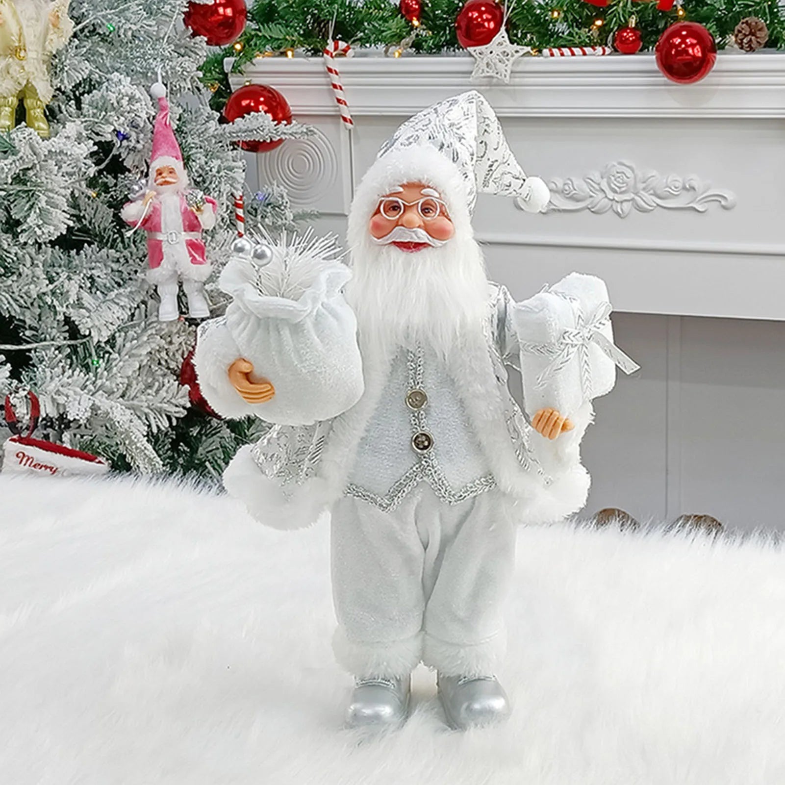 Christmas Sitting Standing Santa Claus Figurines Doll Cute 12inch.
