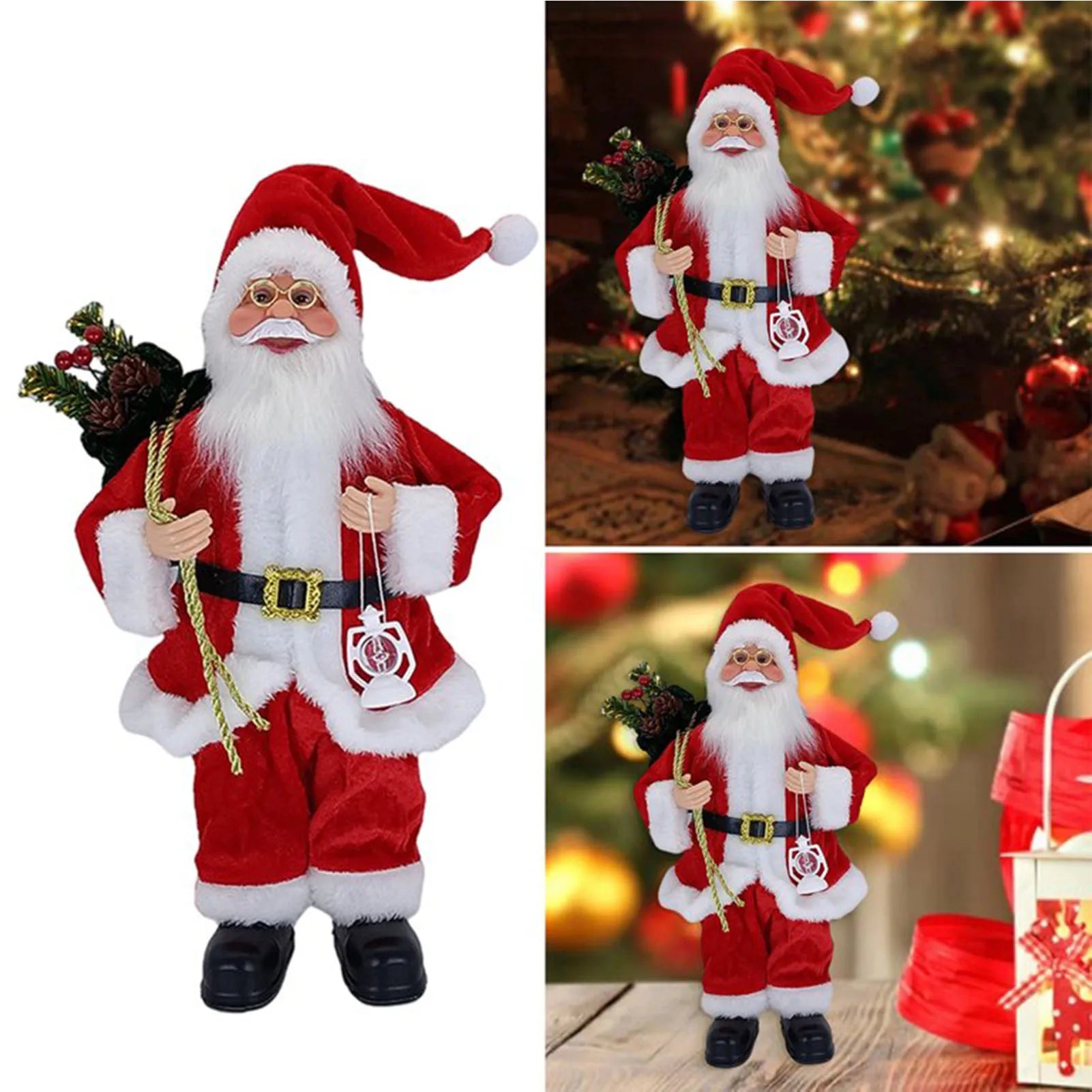 Christmas Sitting Standing Santa Claus Figurines Doll Cute 12inch.