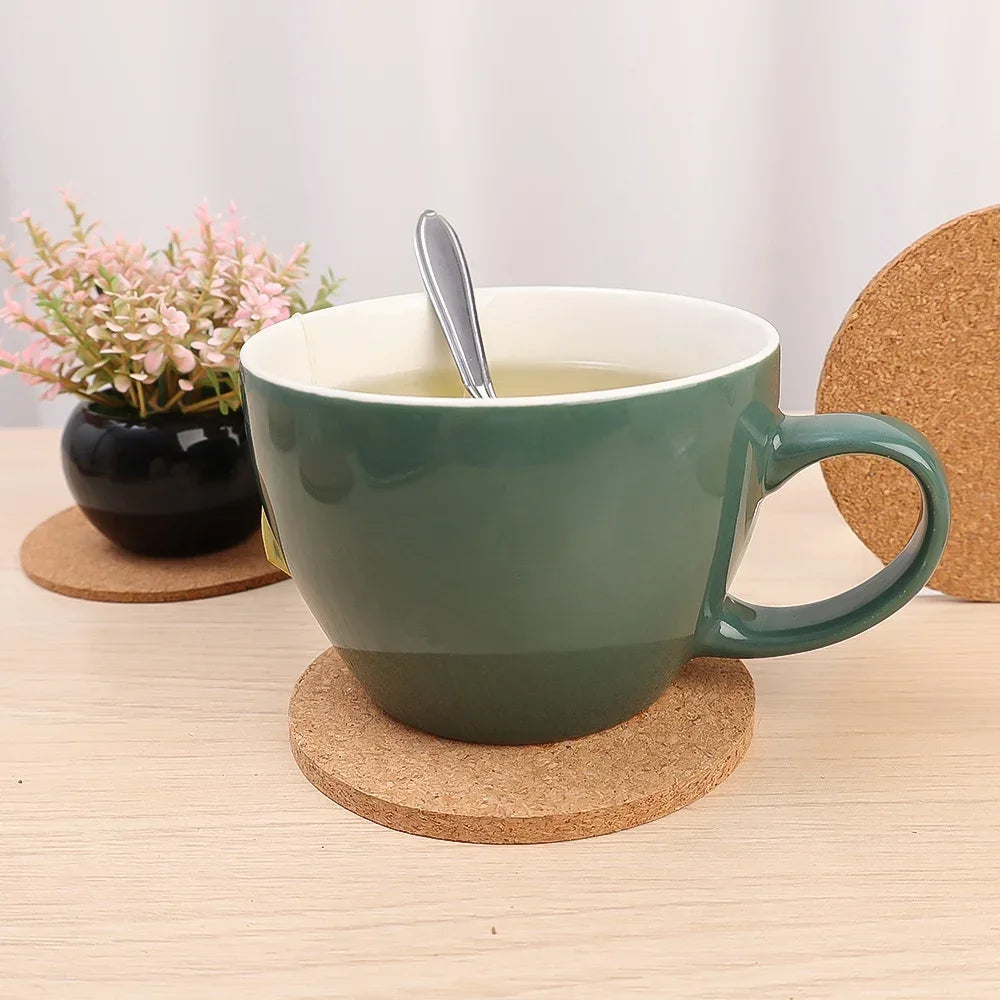 Non-Slip Cork Coaster Natural Round Wooden Cup Mat Pads