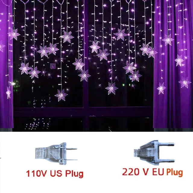 Christmas Light Led Snowflake Curtain 3.2M.