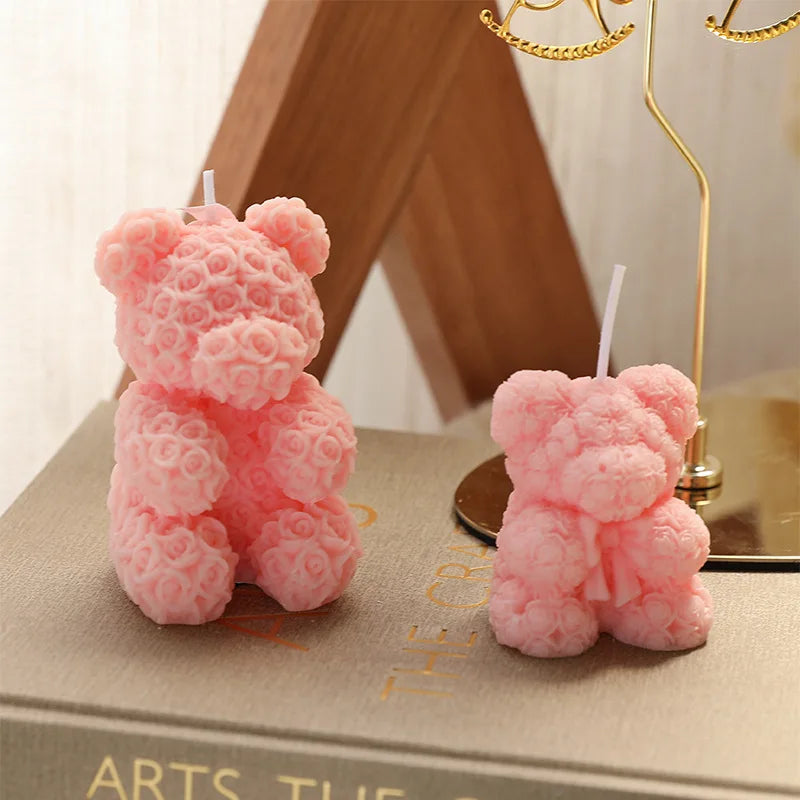 Candle Rose Bear Aromatherapy Lovely Scented.