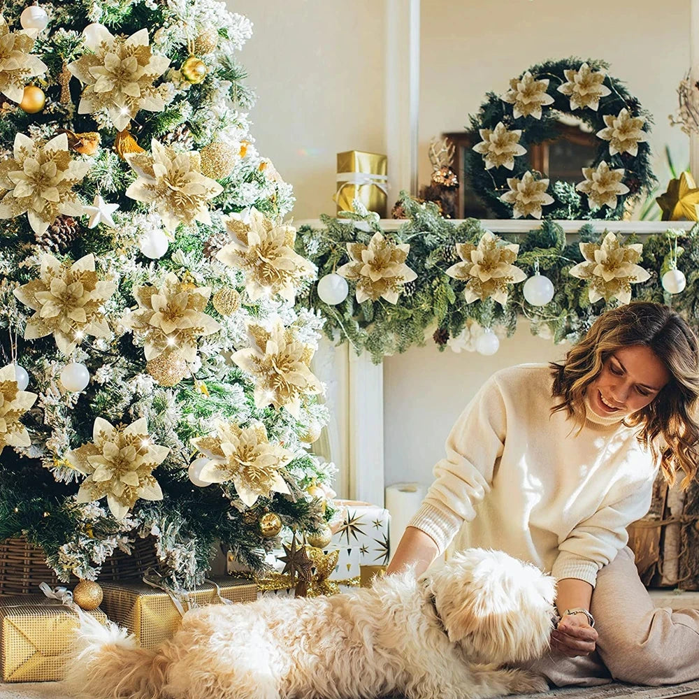 Hochwertige künstliche Weihnachtsblumen-Ornamente.