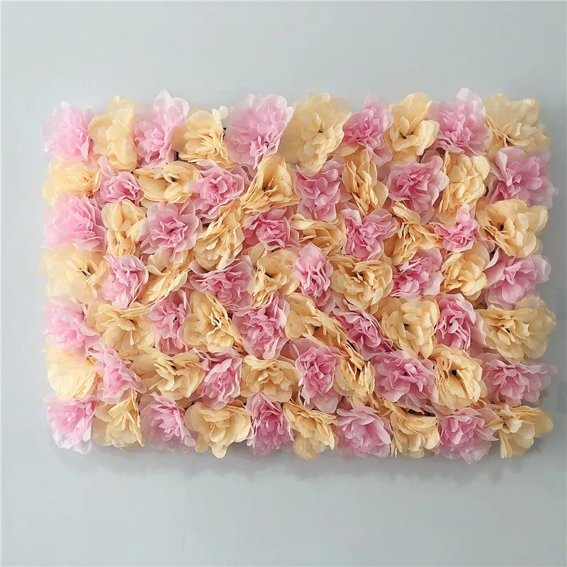 Decoración de fondo de pared con flores artificiales de rosas de seda rosa