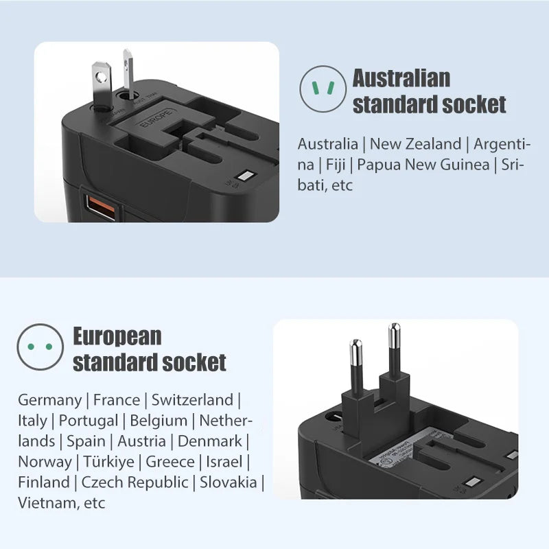 Universal Reiseadapter EU UK US AU AC Power Ladegerät Adapter Outlet Converter