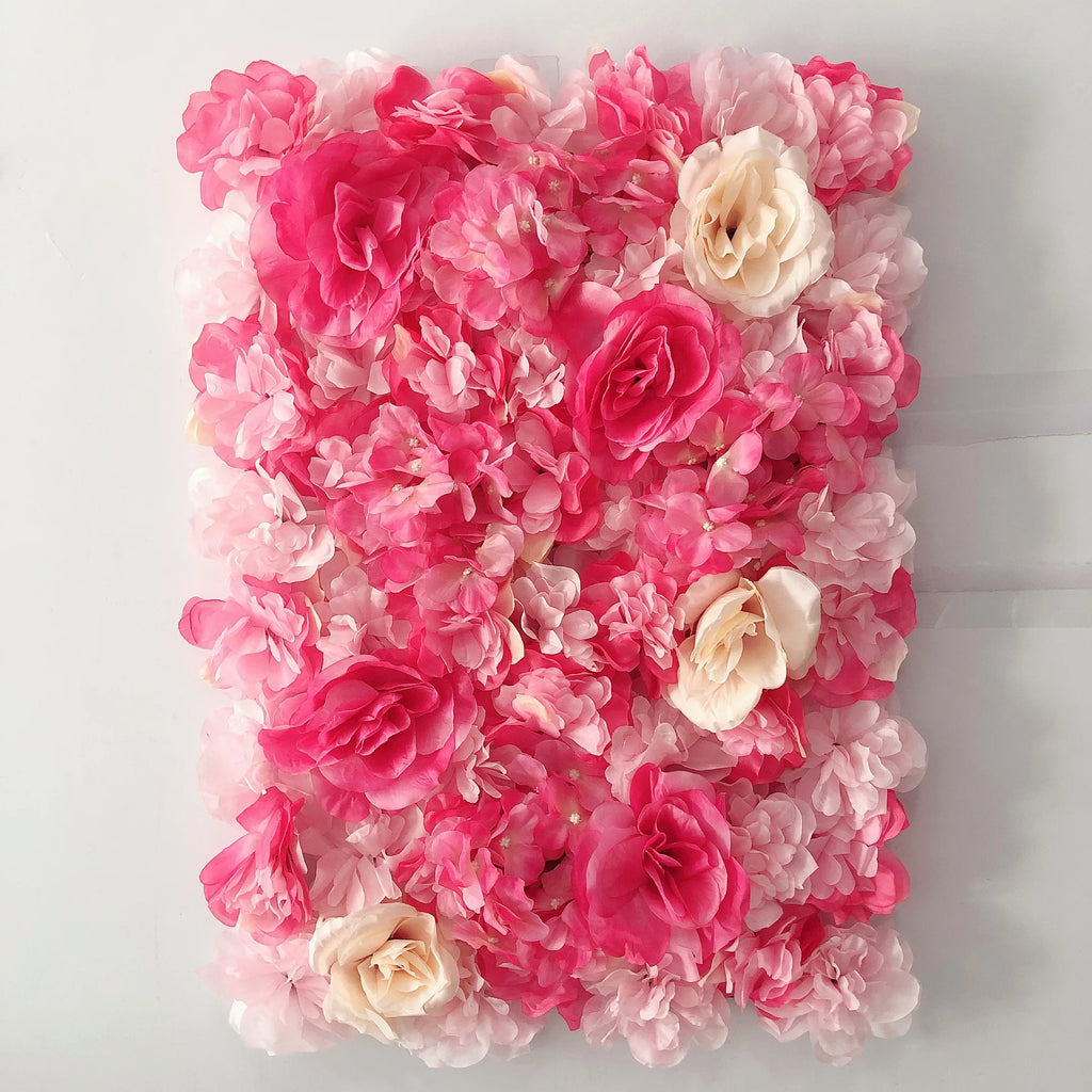 Decoración de fondo de pared con flores artificiales de rosas de seda rosa